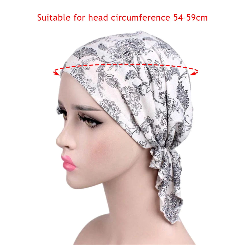 2020 NEW Fashion Women Flower Muslim Ruffle Cancer Chemo Hat Beanie Scarf Turban Head Wrap Cap Printed Headwear Lady Hats
