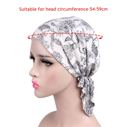 2020 NEW Fashion Women Flower Muslim Ruffle Cancer Chemo Hat Beanie Scarf Turban Head Wrap Cap Printed Headwear Lady Hats