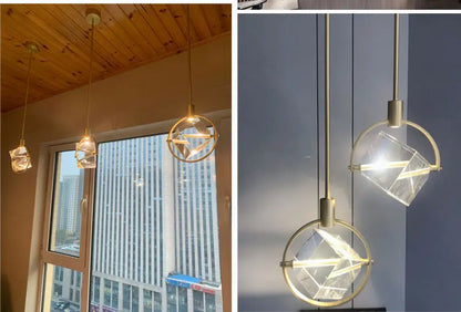 Crystal Led Pendant Lights Kitchen Fixture Suspension Bedside Hanging Lamp Nordic Loft Living Room Dining Room Indoor Home Decor