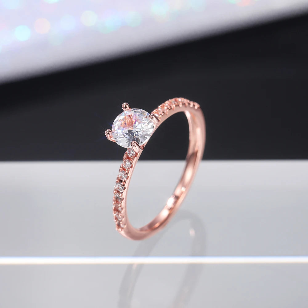 Huitan Wedding Band Eternity Rings Women Brilliant Round Zirconia Luxury Engagement Rings Thin Elegant Female Jewelry Drop Ship