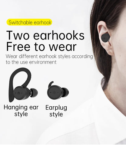20 Hours Play Time Swimming Waterproof Bluetooth Earphone Dual Wear Style Sport Wireless Headset TWS IPX7 Earbuds Stereo