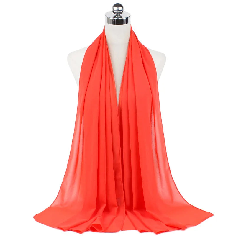 Muslim Chiffon Hijab Scarf Women Long Solid Color Head Wrap For Women Hijabs Scarves Ladies Muslim Veil Jersey Hijabs