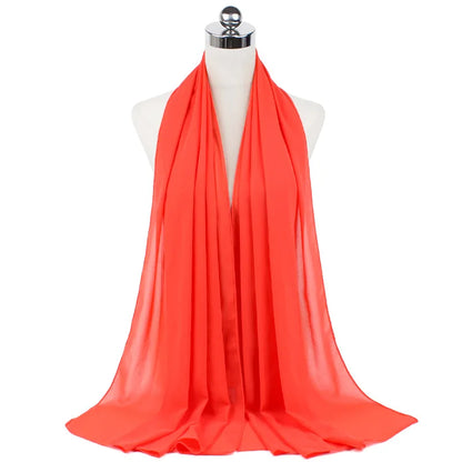 Muslim Chiffon Hijab Scarf Women Long Solid Color Head Wrap For Women Hijabs Scarves Ladies Muslim Veil Jersey Hijabs