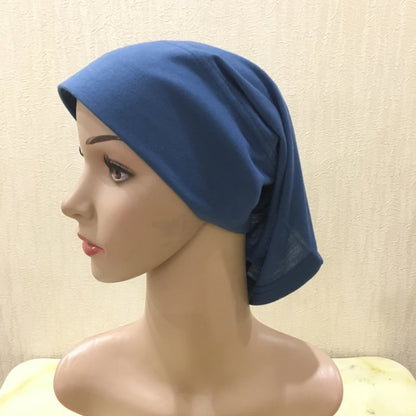 H066 Plain tube hat with cardboard underscarf Muslim Turban Pure Color Stretch Inner Hijabs Women Head Scarf Under Hijab Bonnet