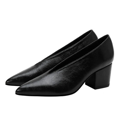 Sandals Luxury Brand Sexy Dress Shoes Elegant Chunky High Heeeled Pumps Sexy Pointed Toe Evening Shoes Women Shoes V Cut Shoes