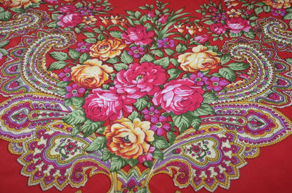 160cm Women Russian National babushka Scarf Lady Tassel Floral Print Cotton Headscarf Wraps Beach Travel Shade Shawls Bandana