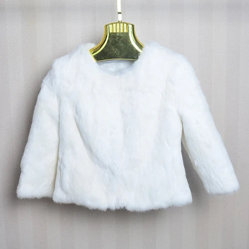 Genuine Full Pelt Fur Jacket Women's Design Rabbit Fur Coat Natural Wholeskin Fur Coat O-Neck Fashion Slim Thin Rabbit Fur Coat