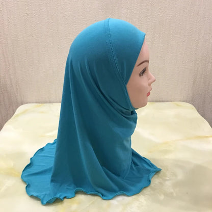 H061 Beautiful plain small girl hijab simple cute hijab hats women's caps can fit 2-6 years old girls