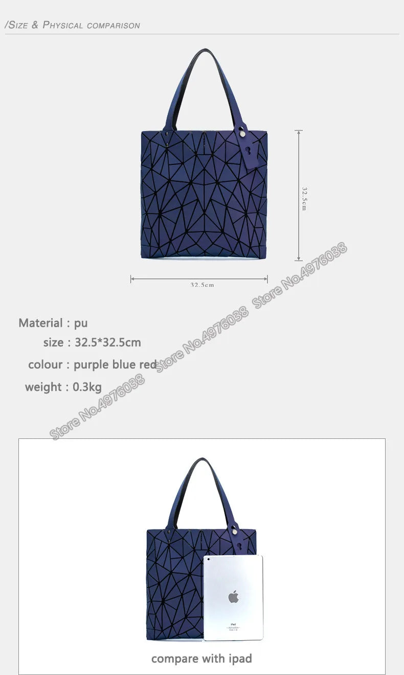 Luminous Bag Reflective Geometric Bags for Women 2024 Quilted Shoulder Bags Totes Female Handbags Bolsa Feminina Sac À Main