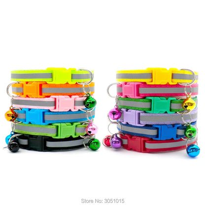 100Pcs Dog Collar With Bells Adjustable Customize Necklace Puppy Kitten Collar Accessories Pet Shop Products Rabbit Neck Strap