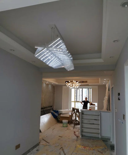 Modern LED Ceiling Chandelier Lights Nordic Luxury Pendant Lights for Living Dining Room Fish Bone Design Dimmable Hanging Lamp