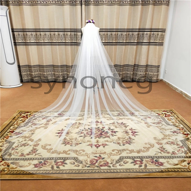 Physical picture Elegant Wedding Veil 3 Meters Long Soft Bridal Veils With Comb White 1 layers Ivory  Color Bride