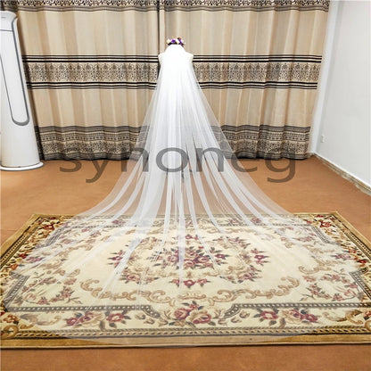 Physical picture Elegant Wedding Veil 3 Meters Long Soft Bridal Veils With Comb White 1 layers Ivory  Color Bride