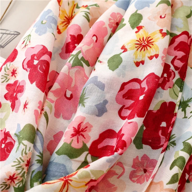 2026 Luxury Brand Ink Painting Floral Tassel Viscose Shawl Scarf Lady High Quality Pashmina Hijab and Wraps Foulard Muslim Sjaal