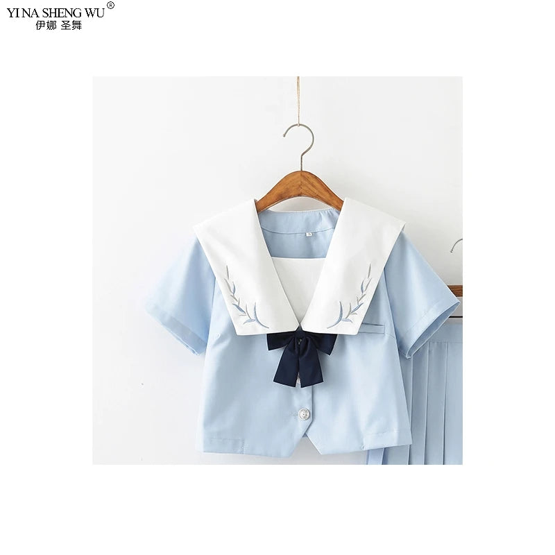 Japanese School JK Uniform Long Short Sleeve Shirt Pleated Skirt Suits Teenage Girls Cheerleading Chorus Party Sailor Uniforms