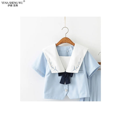 Japanese School JK Uniform Long Short Sleeve Shirt Pleated Skirt Suits Teenage Girls Cheerleading Chorus Party Sailor Uniforms