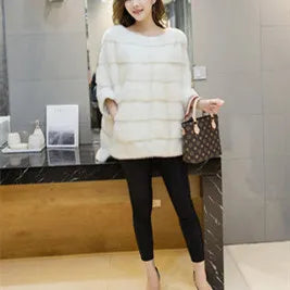 Real Mink Fur Coat Women Winter Natural Fur Coat Long Female Genuine Leather Mink Coats Cape shawl mink coat