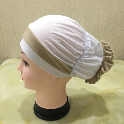 H133 Forehead two colors Turban hijab Stretch Inner Hijabs Full cover Caps Ready To Wear Women Head Scarf Under Hijab Bo
