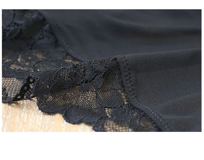JYF Brand Vintage Sexy Onesies Ultra thin Lace Sleeveless Sleepwear Backless Transparent Mesh Cozy Soft Women's Pajamas