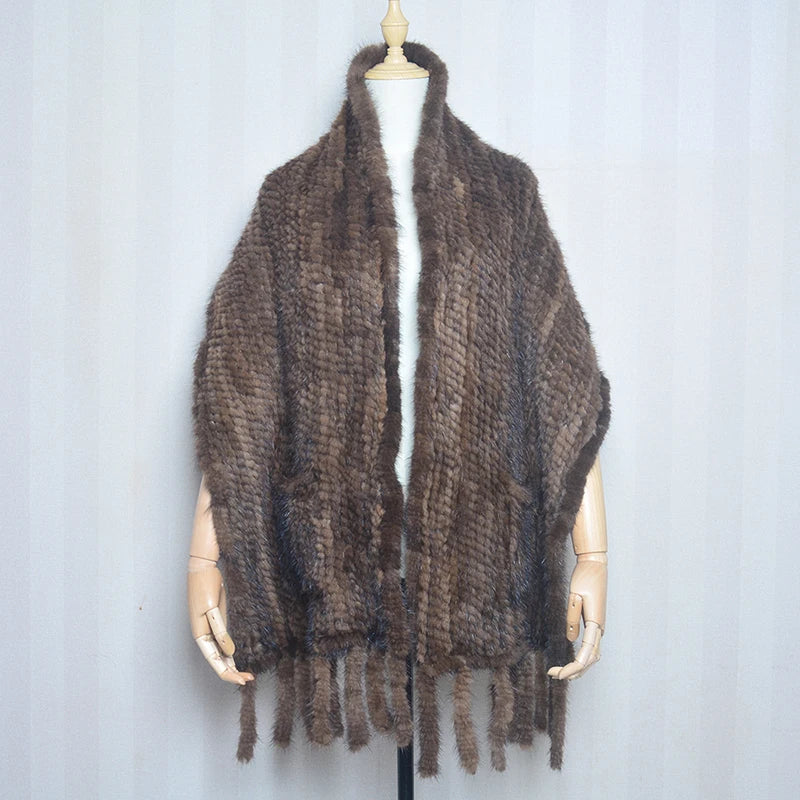 2026 Hot Sale Long Style Winter Warm Real Natural Mink Fur Scarf Real Mink Fur Shawl Fashion Women Knitted Real Mink Fur Scarves