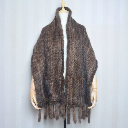 2026 Hot Sale Long Style Winter Warm Real Natural Mink Fur Scarf Real Mink Fur Shawl Fashion Women Knitted Real Mink Fur Scarves