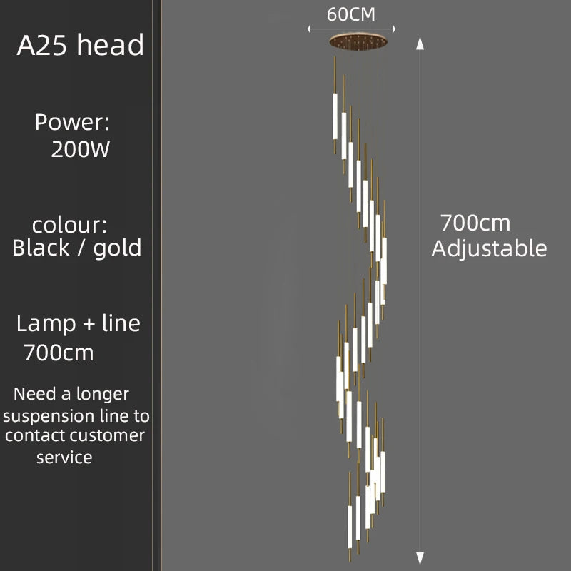 Led Pendant Light Golden Black Long Line Hanging Long Branch Chandelier Compound Attic Living Room Staircase Lighting Chandelier