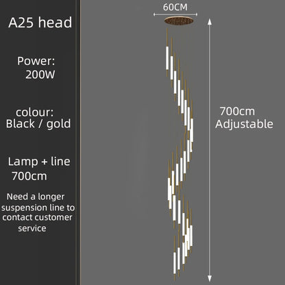 Led Pendant Light Golden Black Long Line Hanging Long Branch Chandelier Compound Attic Living Room Staircase Lighting Chandelier