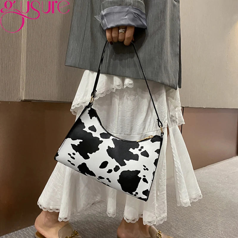 Gusure Fashion Leopard Pattern Shoulder Women Bag Hand Bag Personality Wild Pu Leather Designer Purses and Handbags