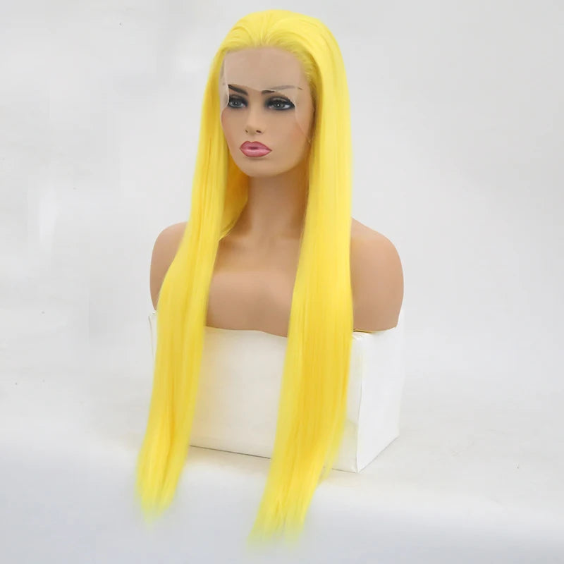 Charisma Blond Wigs Synthetic Lace Front Wig Long Silky Straight Lace Front Wig Heat Resistant Fiber Hair Cosplay Wigs For Women