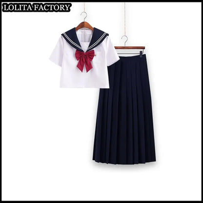 Dark magic  JK sailor suit women's orthodox 80cm long skirt middle suit Japanese sailor's uniform academic school uniform