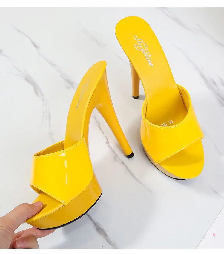 Women Shoes Sandals 2020 Summer Outside Slippers High Heels 9cm sexy High Platform Open Toe Stiletto Ladies Slides Party shoes