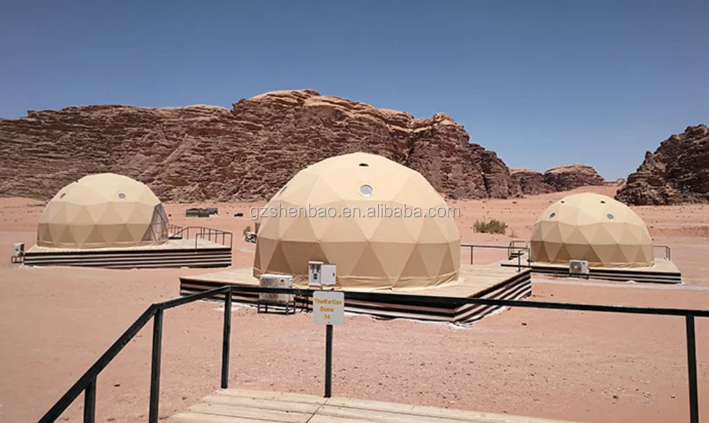 Hot Selling 6 People Living Glamping Resort Round House Igloo Prefab Dome Tents With Bathroom Cabin Factory Price