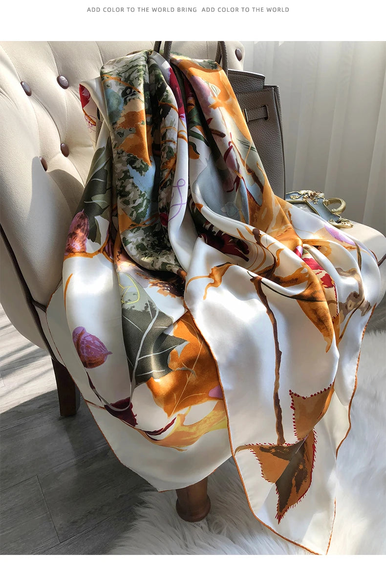 16MM  multi-color silk scarf for women in spring  autumn, gorgeous all-match mulberry 100% mulberry silk Square  scarf, shawl
