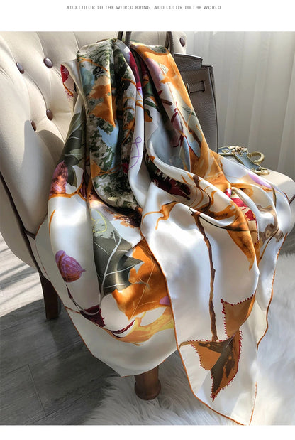 16MM  multi-color silk scarf for women in spring  autumn, gorgeous all-match mulberry 100% mulberry silk Square  scarf, shawl