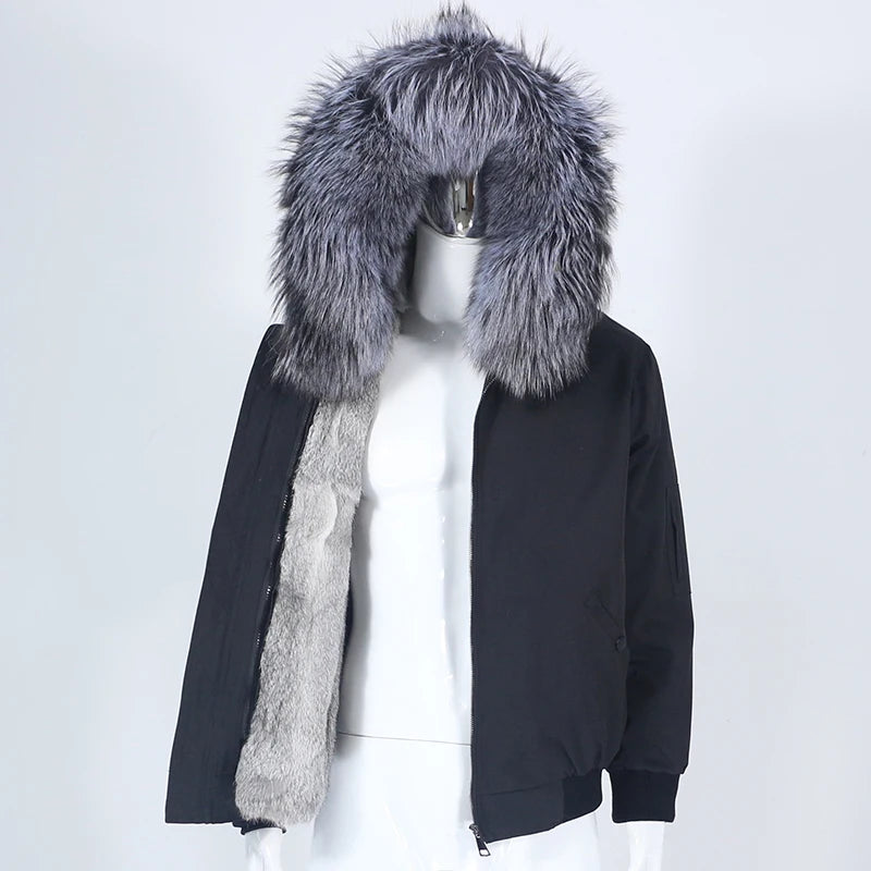 OFTBUY Waterproof Men Bomber Parka Winter Jacket Natural Real Raccoon Fox Fur Coat Collar Hooded Rabbit Liner Streetwear