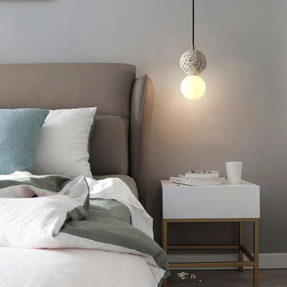 OUDELADI Cement Pendant Lights Bedroom Bedside Dining Decor Wood Glass ball Hanging Lamp Kitchen LED Lighting Luminaires