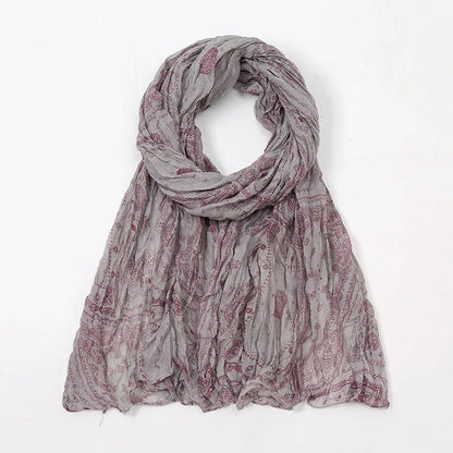 Spain Lovely Polka Floral Crinkle Viscose Shawl Scarf Lady Soft Thin Beach Wrap Pashmina Stole Bufandas Muslim Hijab 175*85Cm