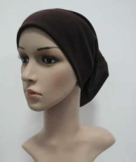 H065 plain tube hats Muslim Turban Pure Color Stretch Inner Hijabs For Caps Ready To Wear Women Head Scarf Under Hijab Bonnet