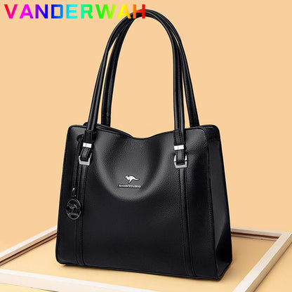Genuine Soft Pu Leather Handbags for Women Vintage Shoulder Tote Bag Luxury Designer Ladies Large Capacity Purse Bags Sac A Main