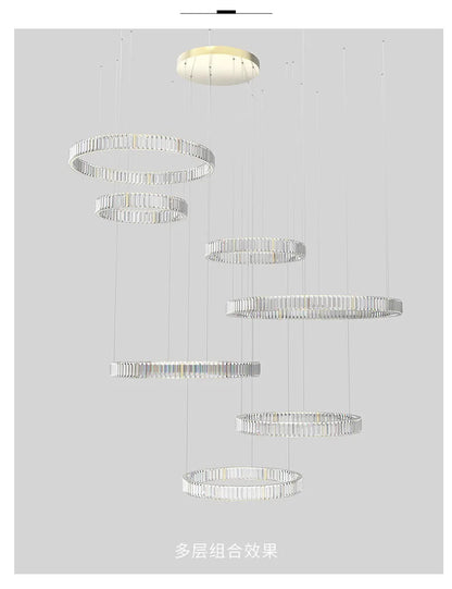 Modern Luxury Led Dimmable Pendant Lights Lustre Living Room Chandelier Lamp Fixtures Foyer Shiny Steel  Luminarias Light