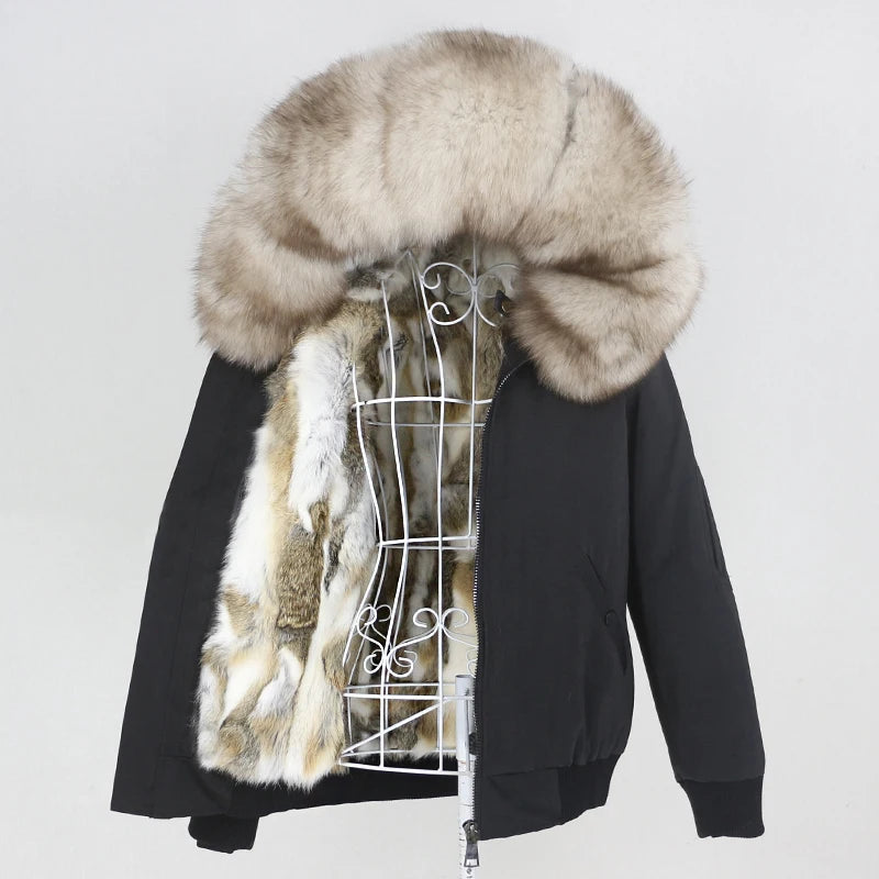 OFTBUY Waterproof Men Bomber Parka Winter Jacket Natural Real Raccoon Fox Fur Coat Collar Hooded Rabbit Liner Streetwear