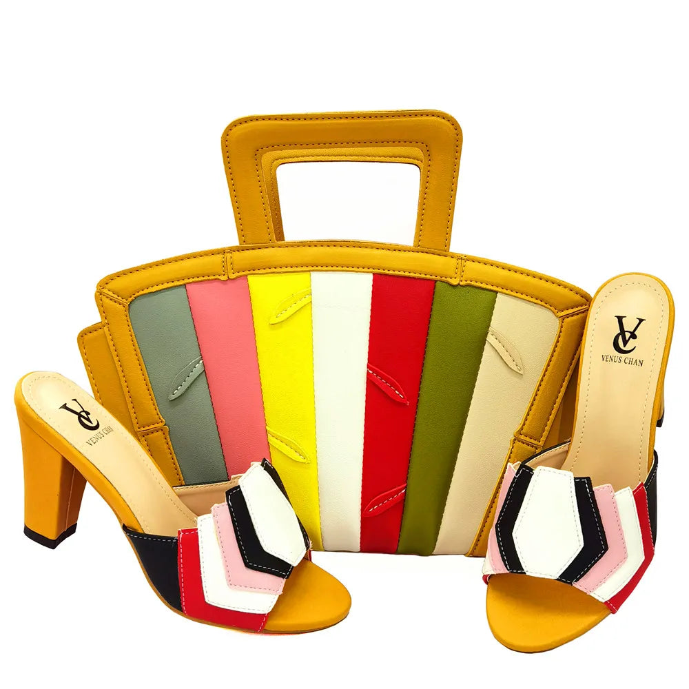 2023 Black Color Comfortable Heels Italian Lady Shoes with Matching Bag for African Women Shoes and Bag Set
