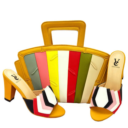 2023 Black Color Comfortable Heels Italian Lady Shoes with Matching Bag for African Women Shoes and Bag Set