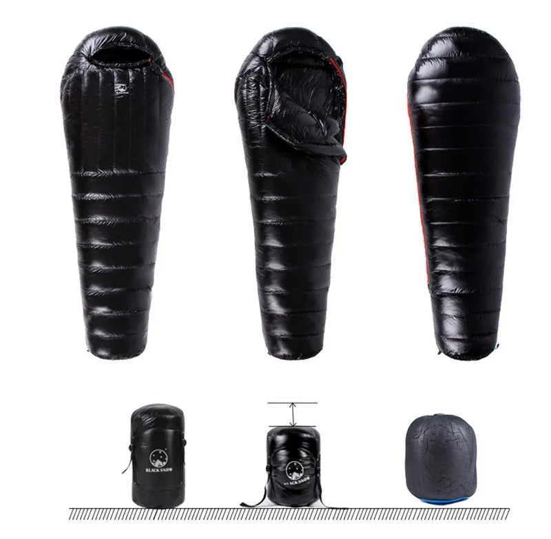 Upgraded High-grade White Goose Down Camping Sleeping Bag with Water Repellent Treatment Warm Insulated Fit for Cold Weather