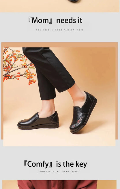 Genuine Leather Ballet Flats Shoes Women Vintage Luxury High Quality Loafers Women's Moccasins Casual Elegant Ladies Wide Shoes