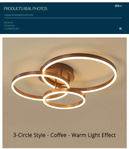 Nordic Creative Round Circle Chandeliers For Bedroom Living Room Restaurant Lighting Golden Coffee Lustre Ring Ceiling Lights