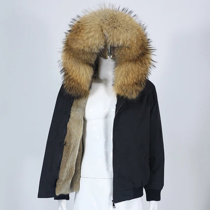 OFTBUY Waterproof Men Bomber Parka Winter Jacket Natural Real Raccoon Fox Fur Coat Collar Hooded Rabbit Liner Streetwear
