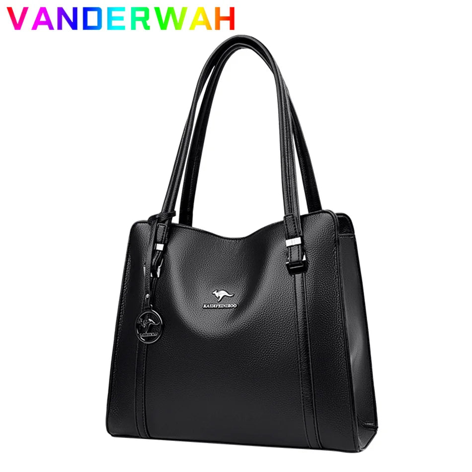 Genuine Soft Pu Leather Handbags for Women Vintage Shoulder Tote Bag Luxury Designer Ladies Large Capacity Purse Bags Sac A Main