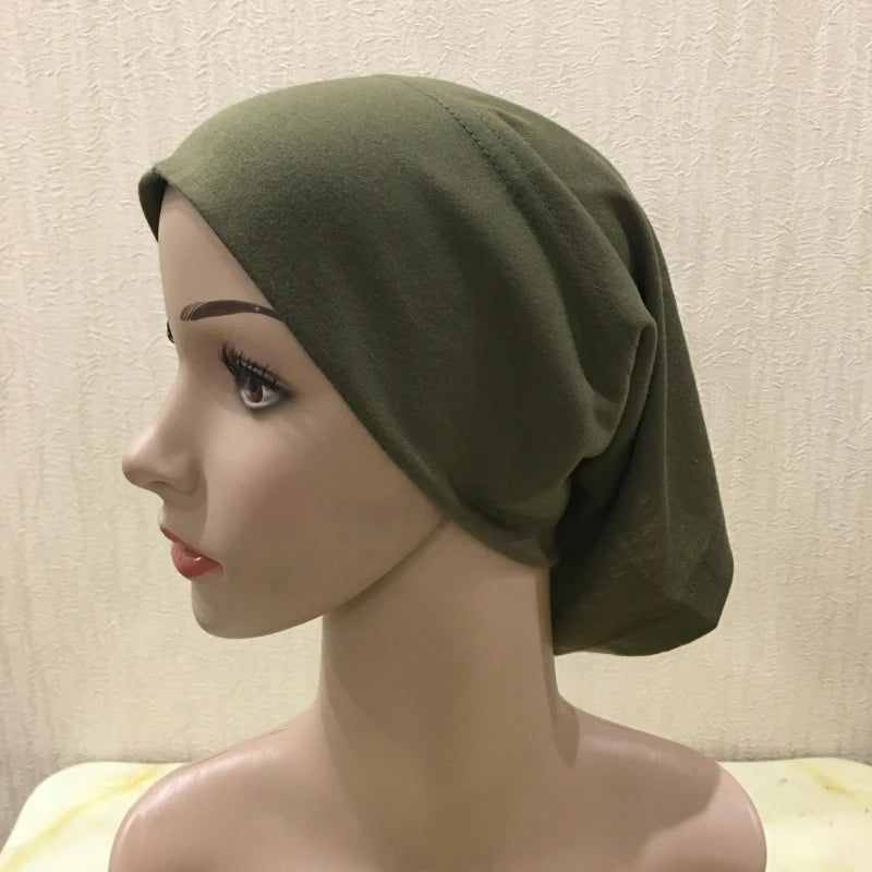 H065 plain tube hats Muslim Turban Pure Color Stretch Inner Hijabs For Caps Ready To Wear Women Head Scarf Under Hijab Bonnet