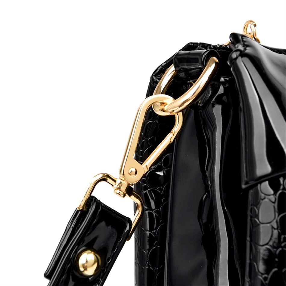 3 Layers Women Handbag Purses Luxury Designer Patent Leather Shoulder Messenger Crossbody Bags for Female Vintage Sac A Main New